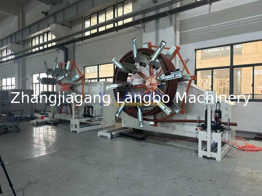 Máquina de enrollamiento de tubos de plástico HDPE de doble estación con cinta automática para extrusores de tubos de PE