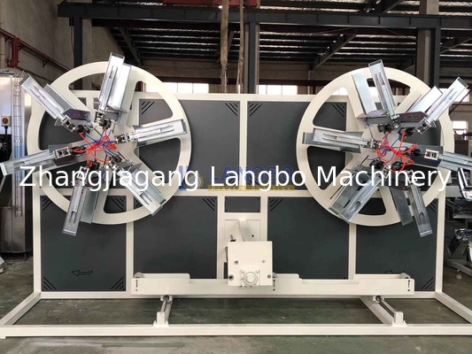 Máquina de enrollamiento de tubos de plástico HDPE de doble estación con cinta automática para extrusores de tubos de PE