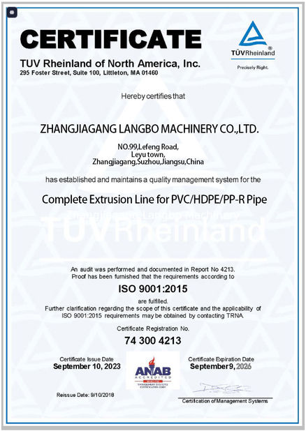 Porcelana Zhangjiagang Langbo Machinery Co. Ltd. certificaciones
