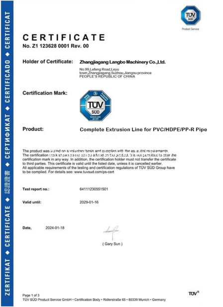 Porcelana Zhangjiagang Langbo Machinery Co. Ltd. certificaciones